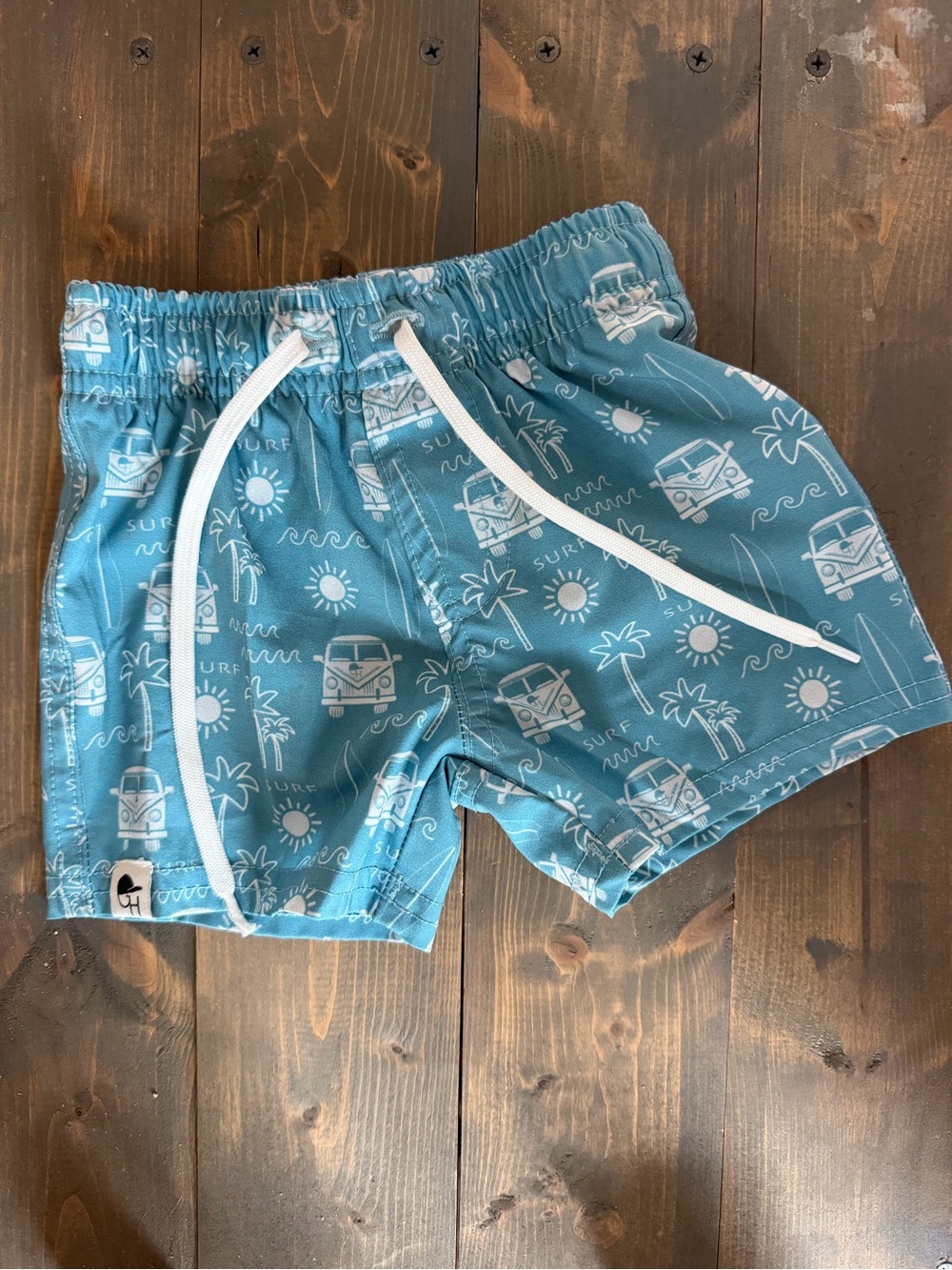George Hats Blue Surf Print Hybrid Swim Shorts